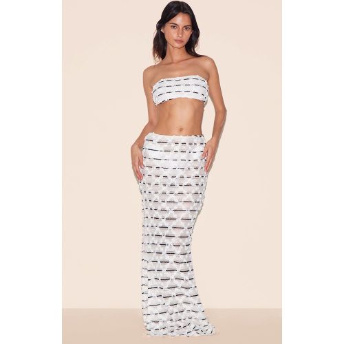Jupe de plage longue texturée blanche à rayures - PrettyLittleThing - Modalova