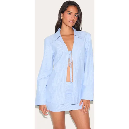 Chemise longue en coton nouée devant à rayures - PrettyLittleThing - Modalova