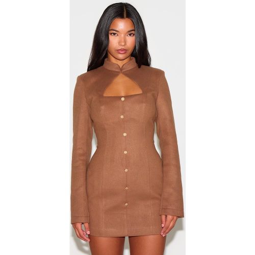 Mini robe tissée brossée à manches longues et boutons - PrettyLittleThing - Modalova