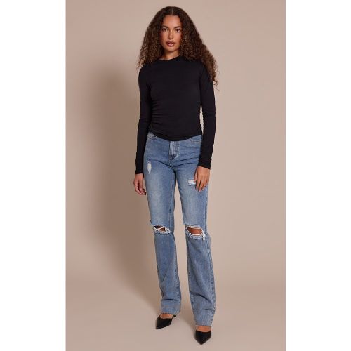 Tall Jean droit très long délavé clair à détail déchiré | Taille 38 - PrettyLittleThing - Modalova