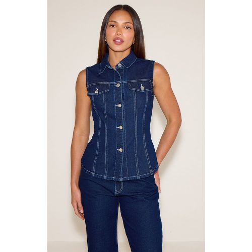 Tall Chemise cintrée en jean sans manches | Taille 38 - PrettyLittleThing - Modalova