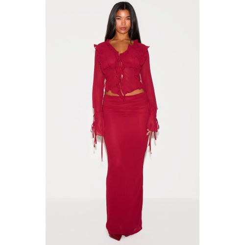 Jupe longue en mousseline de soie à détails froncés - PrettyLittleThing - Modalova
