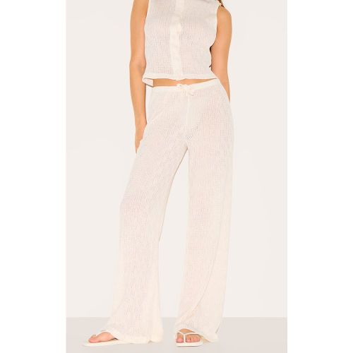 Pantalon Écru Texturé Coupe Large Taille Semi-Haute - PrettyLittleThing - Modalova
