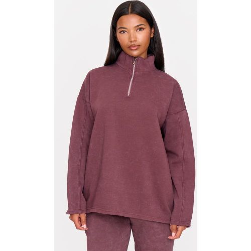 Sweat-shirt délavé à quart de zip | Taille XS - PrettyLittleThing - Modalova