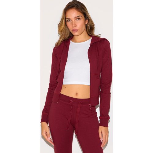 Top de survêtement ajusté bordeaux à zip - PrettyLittleThing - Modalova