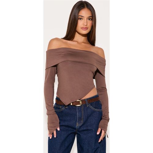 Top long moulant asymétrique à col bardot - PrettyLittleThing - Modalova