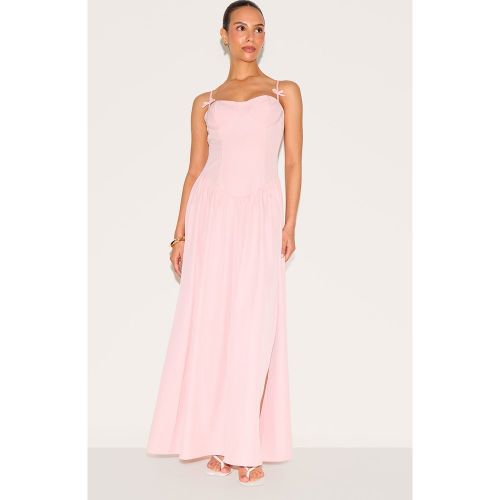 Petite Robe mi-longue rose clair plissée à bretelles fines et détail corset - PrettyLittleThing - Modalova
