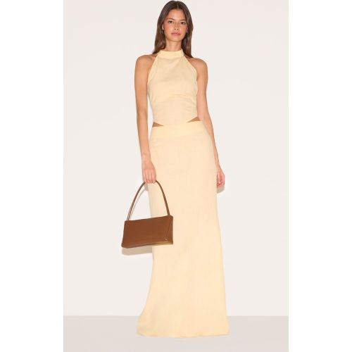 Jupe longue en effet lin tissé - PrettyLittleThing - Modalova