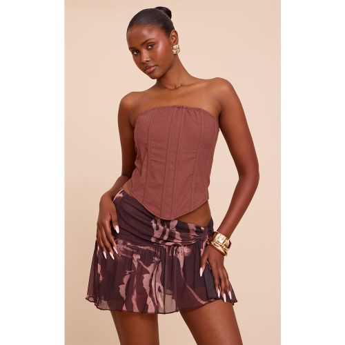 Mini-jupe en mesh imprimé à volants | Taille 32 - PrettyLittleThing - Modalova