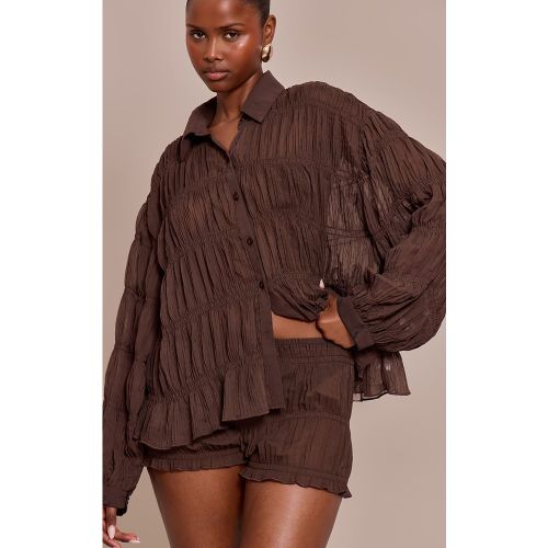 Chemise en mousseline de soie froncée | Taille 38 - PrettyLittleThing - Modalova