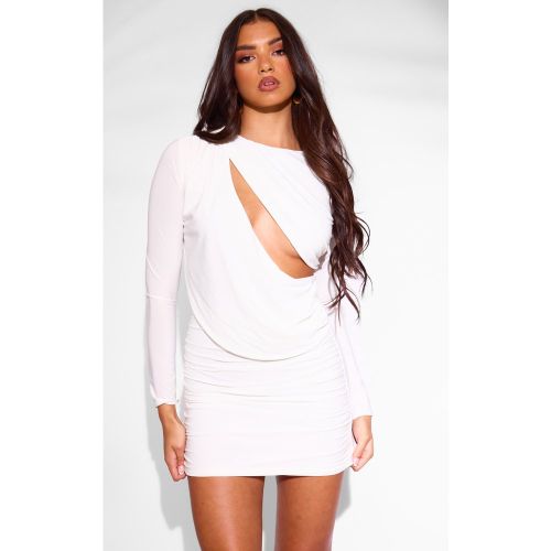 Robe moulante premium blanche à tissu doublé et col très plongeant à noeud - PrettyLittleThing - Modalova