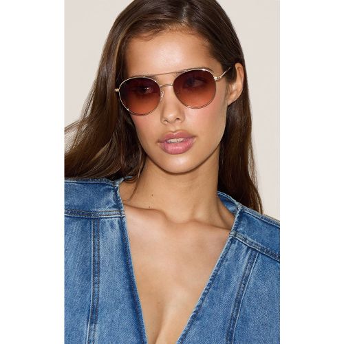 Lunettes de soleil style aviateur à verres pêche dégradés - PrettyLittleThing - Modalova