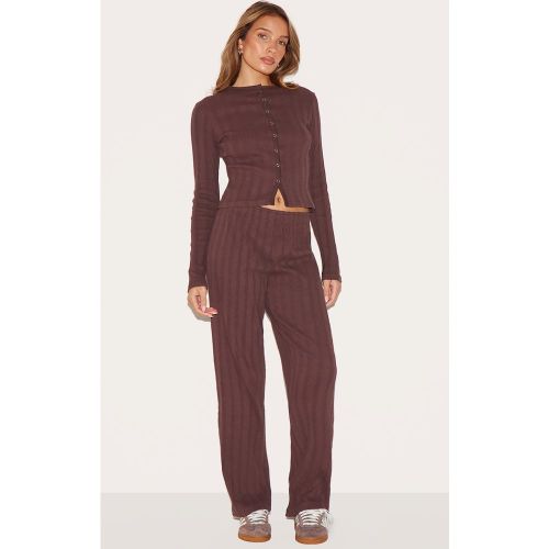 Pantalon droit côtelé à taillle mi-haute - PrettyLittleThing - Modalova
