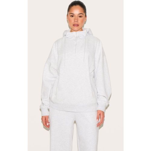 Sweat à Capuche Oversize Col Cheminée Gris Glacé - PrettyLittleThing - Modalova