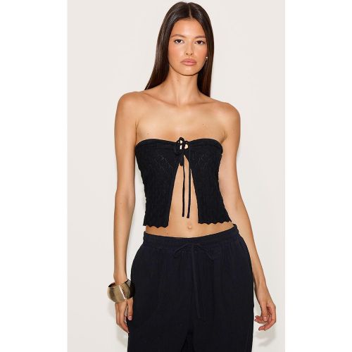Top bustier en maille style crochet texturée à ourlet ouvert - PrettyLittleThing - Modalova