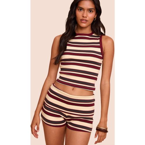 Mini short côtelé à rayures et détail replié - PrettyLittleThing - Modalova