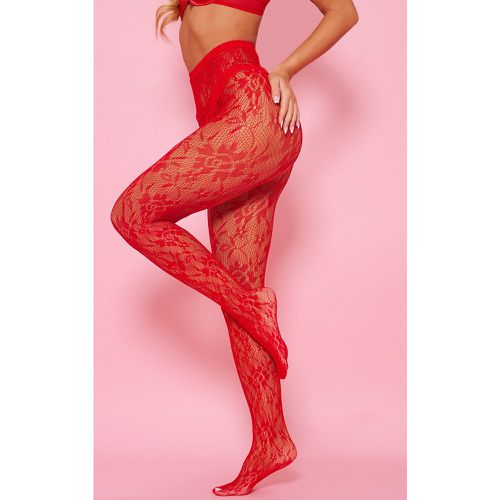 Collants en dentelle rouge, Rouge - PrettyLittleThing - Modalova