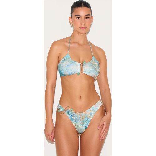 Haut de maillot de bain imprimé tâcheté à empiècement argenté - PrettyLittleThing - Modalova