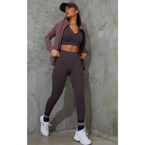 Legging de sport texturé marron sans coutures - PrettyLittleThing - Modalova