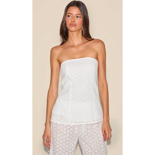 Top bustier brodé blanc, Blanc - PrettyLittleThing - Modalova