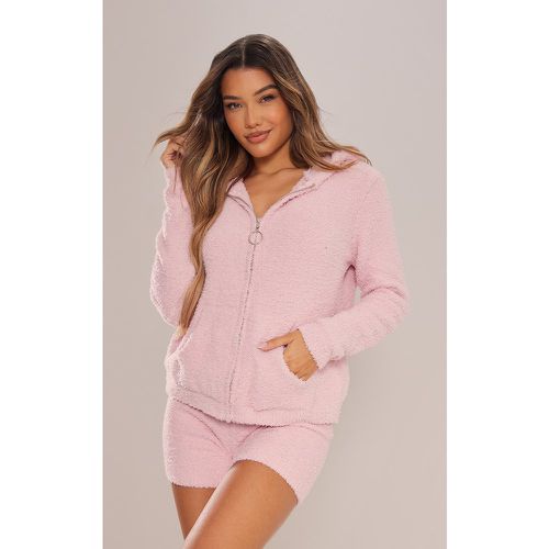 Haut de pyjama manches longues cosy à capuche et zip - PrettyLittleThing - Modalova