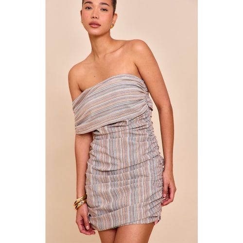 Robe moulante à rayures et col bardot asymétrique | Taille 38 - PrettyLittleThing - Modalova