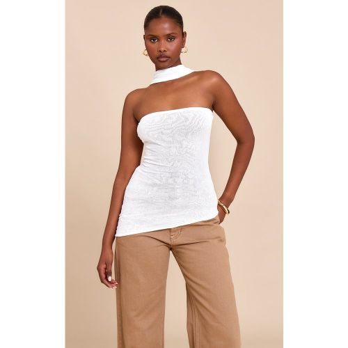 Top long asymétrique en mesh crêpé à détail foulard - PrettyLittleThing - Modalova