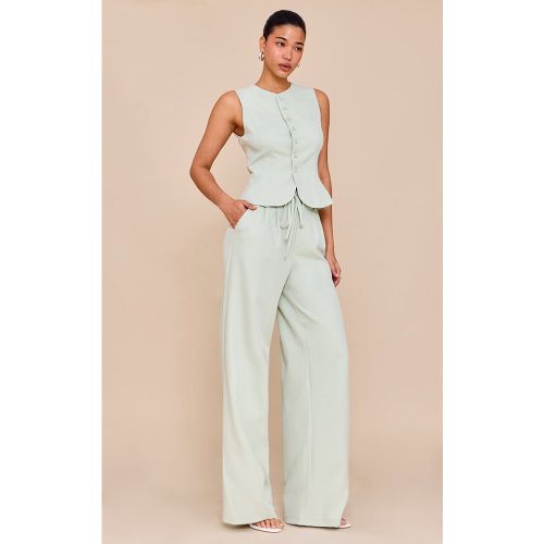 Pantalon de tailleur large tissé à détail noué | Taille 38 - PrettyLittleThing - Modalova