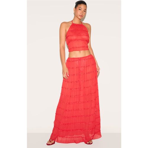 Jupe longue en mousseline de soie froncée à étages volantés | Taille 40 - PrettyLittleThing - Modalova