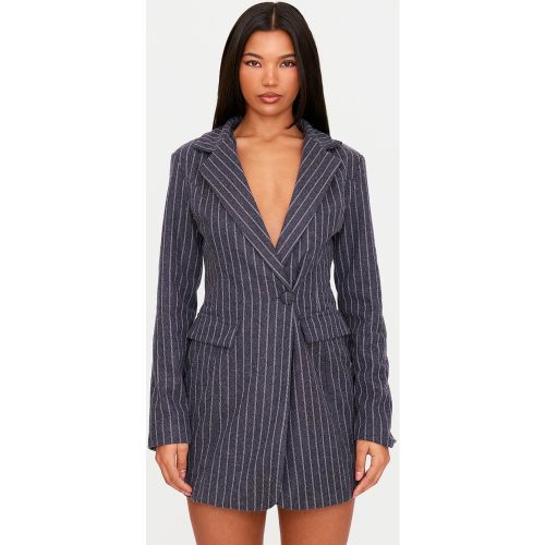 Robe blazer cintrée en maille tissée brossée à fines rayures - PrettyLittleThing - Modalova