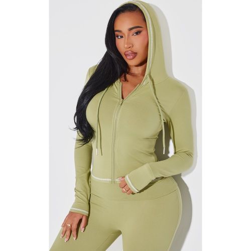 Shape Hoodie sculptant à coutures contrastantes et zip - PrettyLittleThing - Modalova