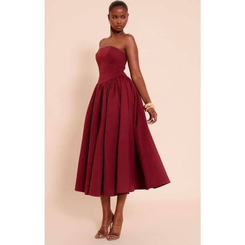 Robe bustier mi-longue patineuse tissée froncée | Taille 38 - PrettyLittleThing - Modalova