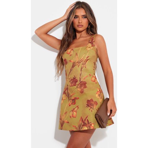 Robe droite fleurie à jupe trapèze et détail corset | Taille 38 - PrettyLittleThing - Modalova