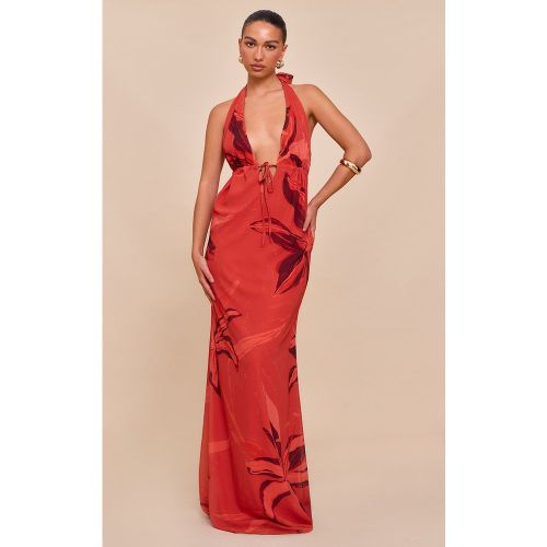 Robe longue imprimé noué à décolleté - PrettyLittleThing - Modalova