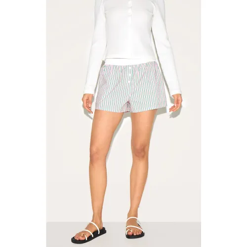 Short en popeline de coton à fines rayures et bande contrastante sur la taille - PrettyLittleThing - Modalova