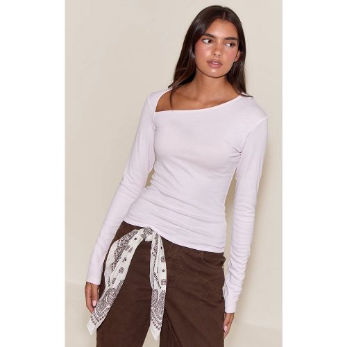 Top long ajusté doux côtelé à col asymétrique | Taille 38 - PrettyLittleThing - Modalova