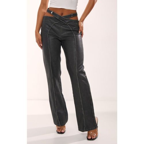 Pantalon à pinces délavé découpé à ceinture - PrettyLittleThing - Modalova