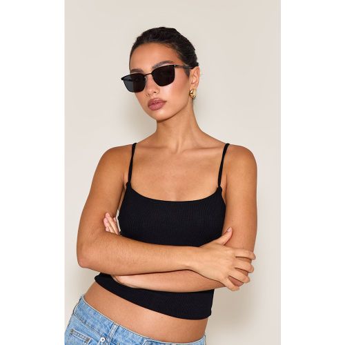 Lunettes de soleil carrées à barre et monture en métal - PrettyLittleThing - Modalova