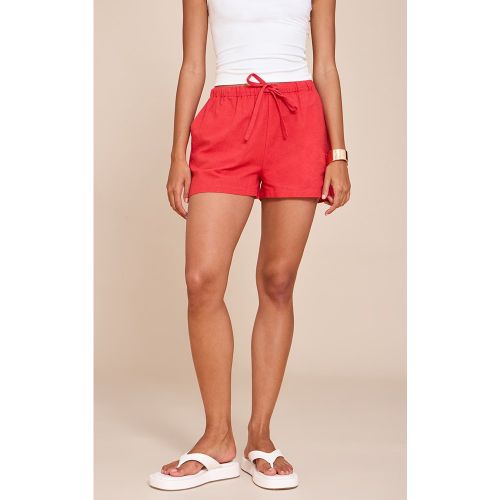 Short fluide en coton et effet lin à cordons ajustables - PrettyLittleThing - Modalova