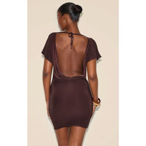Mini robe moulante doublée froncée à manches courtes - PrettyLittleThing - Modalova