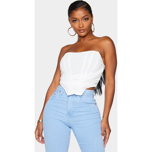 Shape Crop top style corset en mousseline de soie froncée blanche - PrettyLittleThing - Modalova