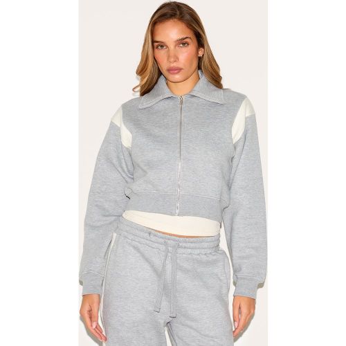 Sweat zippé à parties contrastantes et col replié - PrettyLittleThing - Modalova
