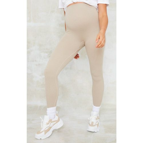 Maternité Legging de grossesse côtelé détail contours - PrettyLittleThing - Modalova