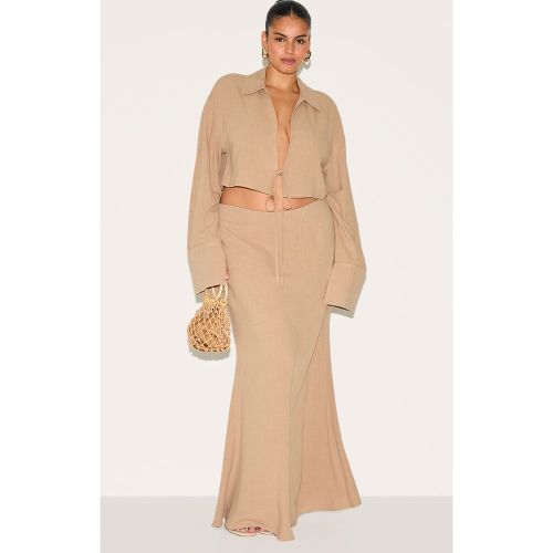 Plus Jupe longue droite en effet lin mélangé - PrettyLittleThing - Modalova