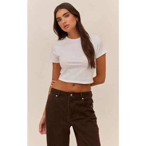 T-shirt court en coton à col ras et manches courtes | Taille 38 - PrettyLittleThing - Modalova