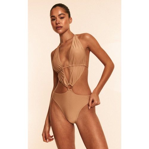 Maillot de bain à décolleté plongeant et détail anneau - PrettyLittleThing - Modalova