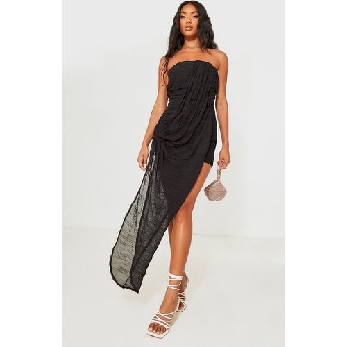 Robe bustier en mousseline de soie drapée froncée - PrettyLittleThing - Modalova