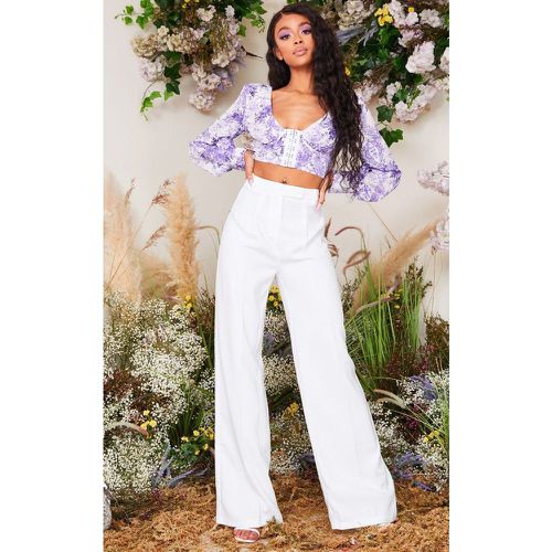 Pantalon large blanc tissé, Blanc - PrettyLittleThing - Modalova