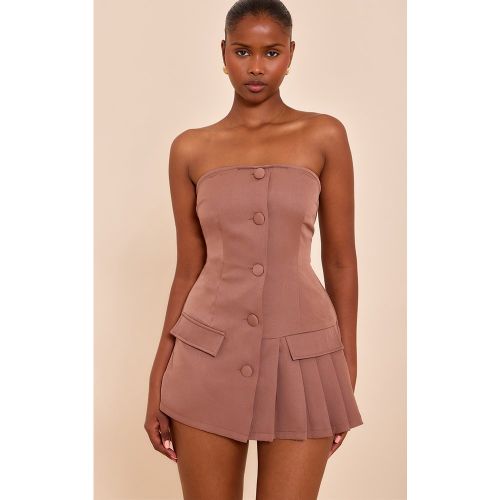 Combishort de tailleur bustier à détail plissé - PrettyLittleThing - Modalova