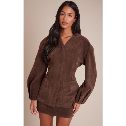 Tall Blazer en suédine sans revers à manches cocon | Taille 30 - PrettyLittleThing - Modalova